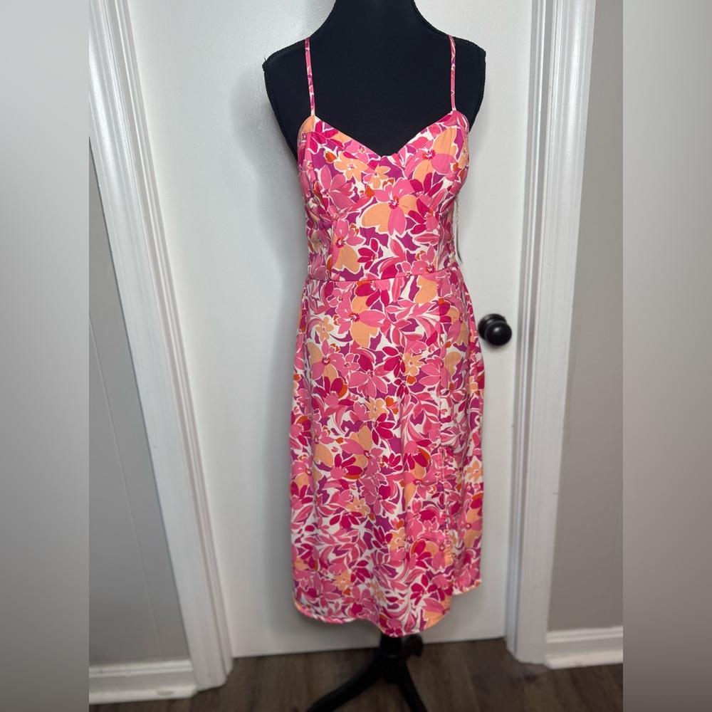 Jessica Simpson Pink  Floral With Adjustable Spaghetti Straps Women Dress